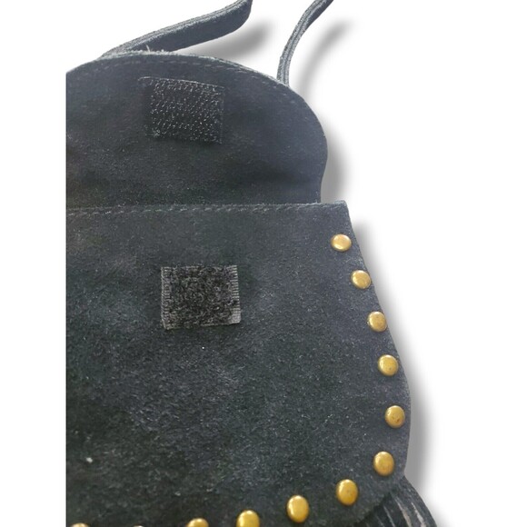 Vintage Gianni Black Vegan Suede Fringe MicroMini Shoulder Crossbody Western Bag - Picture 6 of 16